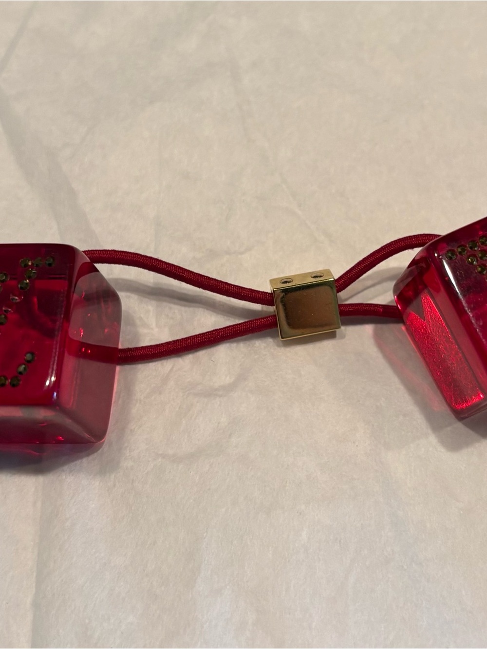 Red Cube Bead Stretch Hair Tie- Women Accessories